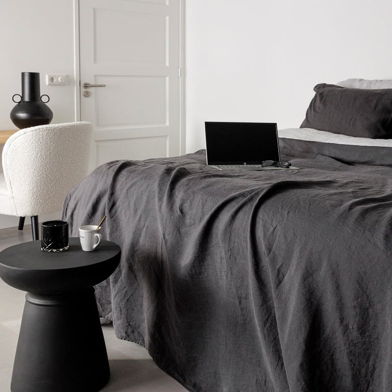 donker grijs linnen dekbedovertrek - Afbeelding 2