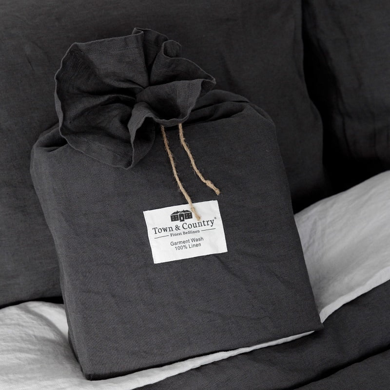 Linnen kussensloop antraciet