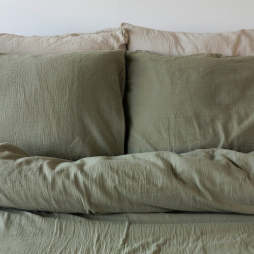 zacht mousseline olijf dekbedovertrek