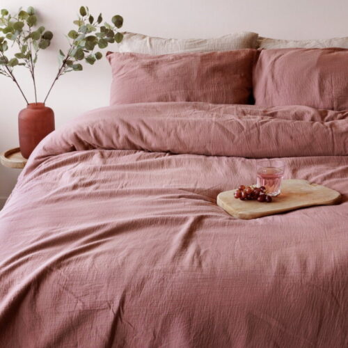 zacht mousseline rosewood dekbedovertrek
