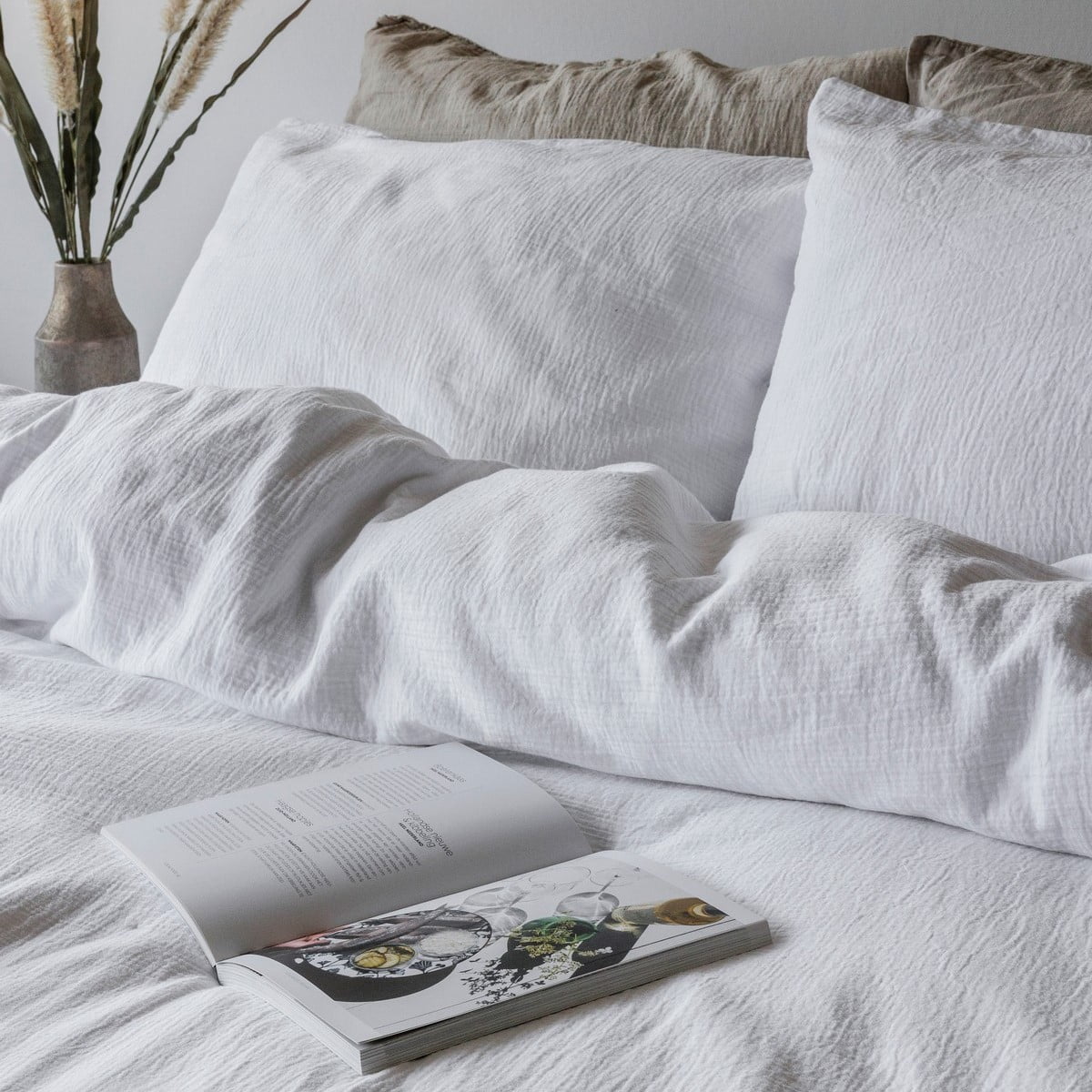 zacht mousseline dekbedovertrek wit