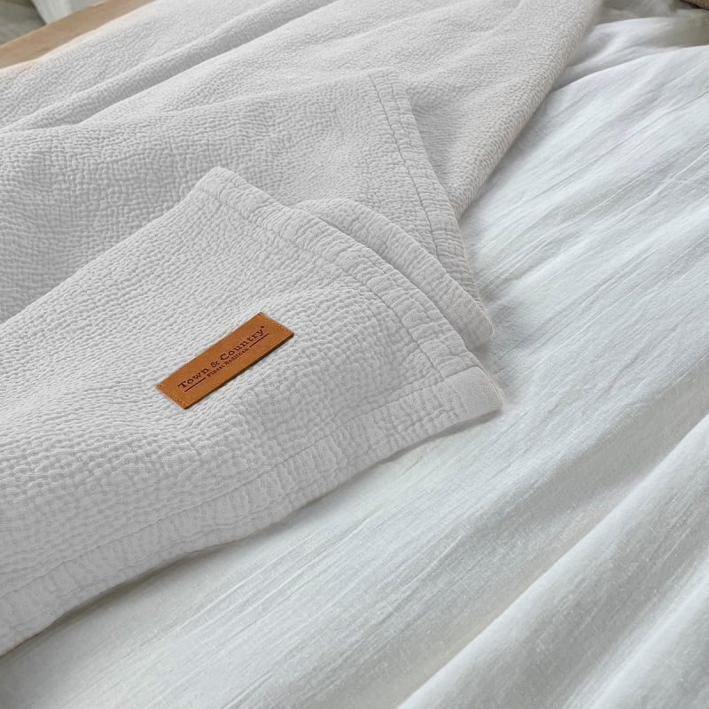 Witte sprei Hunter katoen