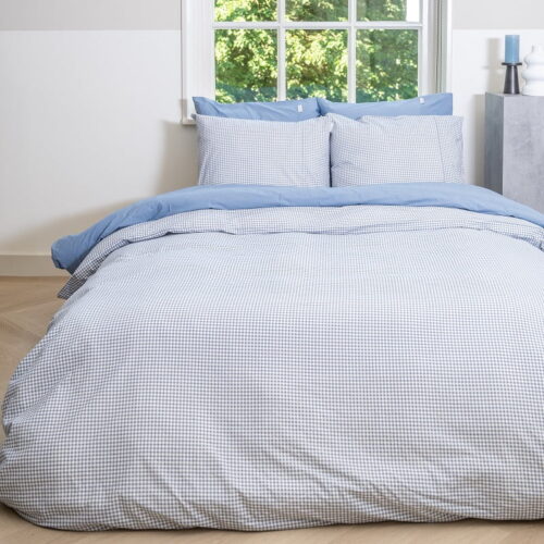 geruit dekbedovertrek blauw