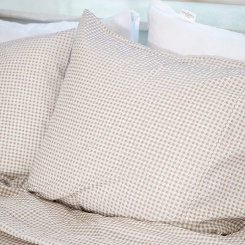 geruit dekbedovertrek taupe