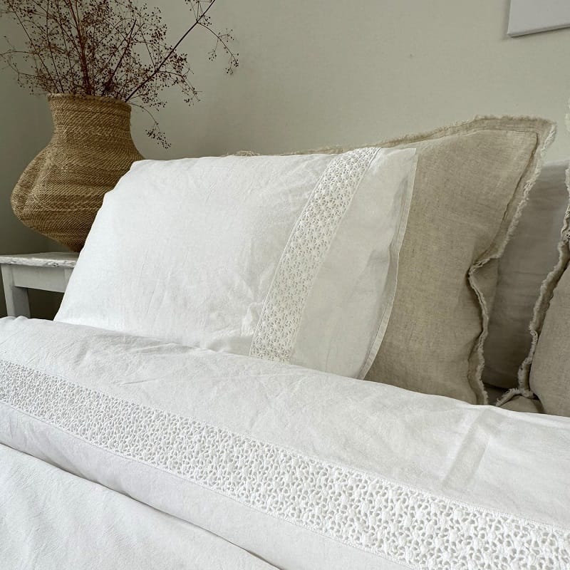 Maryland wit dekbedovertrek brocante beddengoed