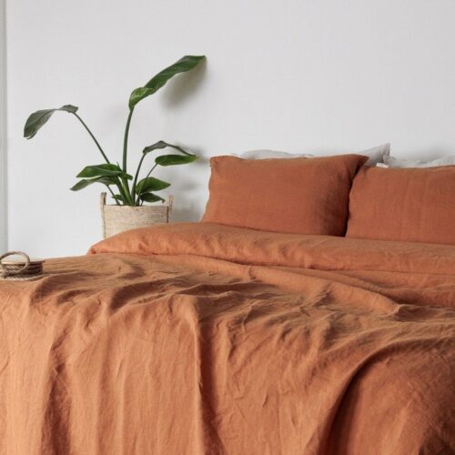 cognac linnen dekbedovertrek 240×220