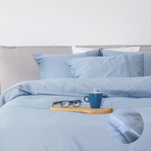 blauw katoen satijn beddengoed Boston