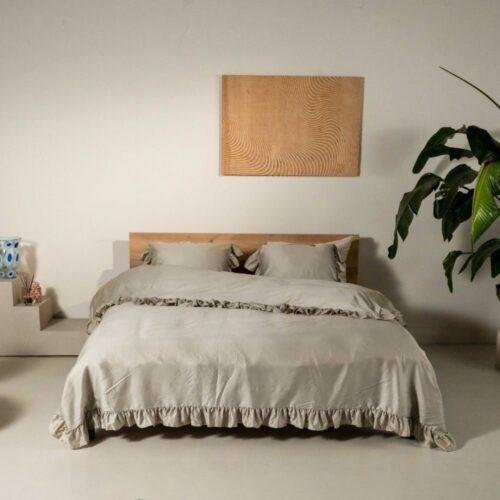 dekbedovertrek Oda taupe roesjes