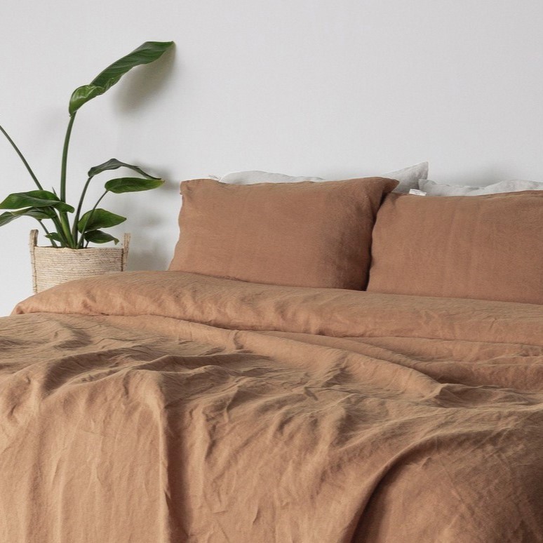 linnen dekbedovertrek caramel 240x220